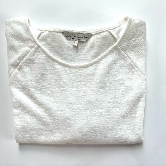 Casual Collections by F & F Ivory Tie Bottom Bell Sleeve Blouse Size 14 - Picture 4 of 13